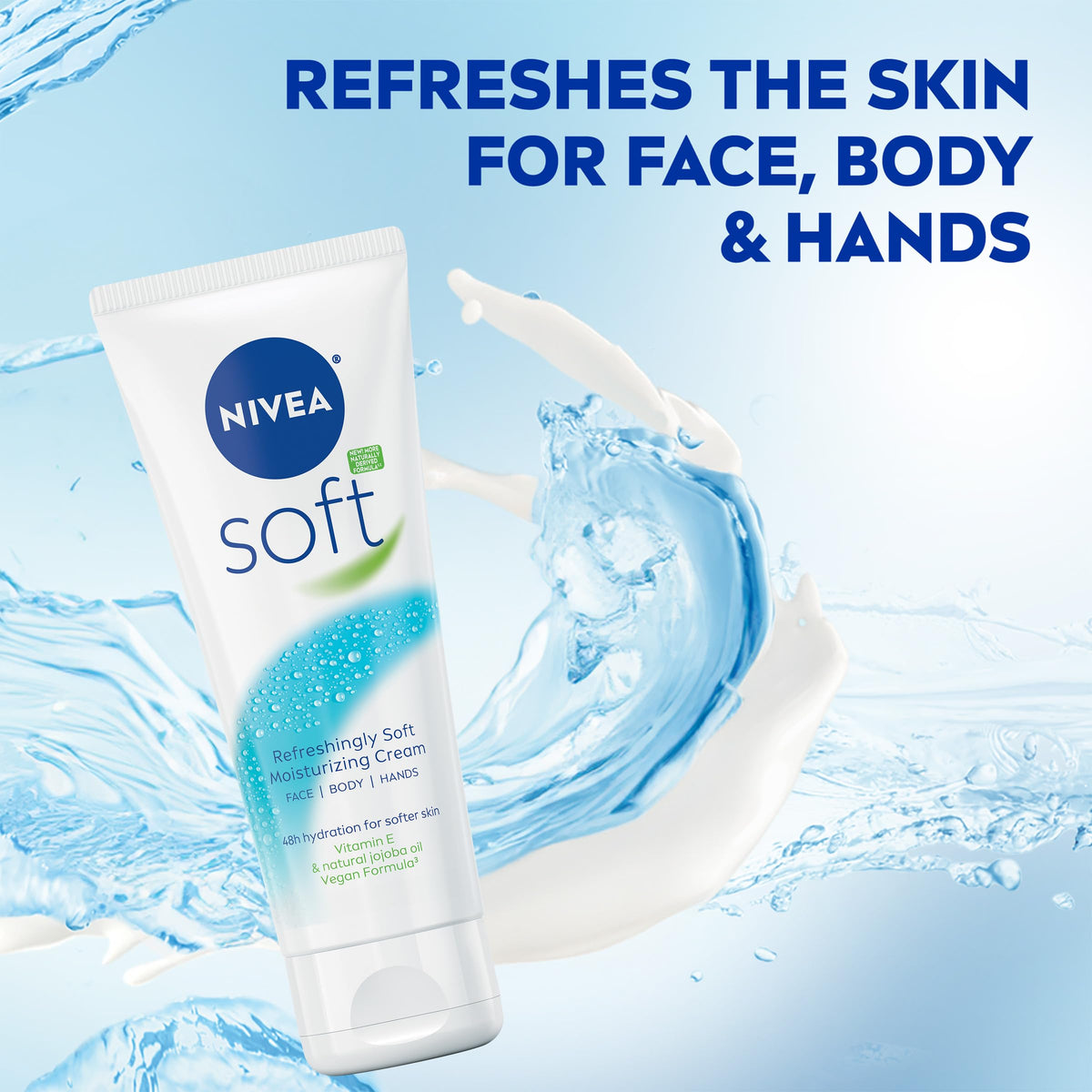 NIVEA Soft with jojoba oil dropper ingredient close-up for nourishing benefit