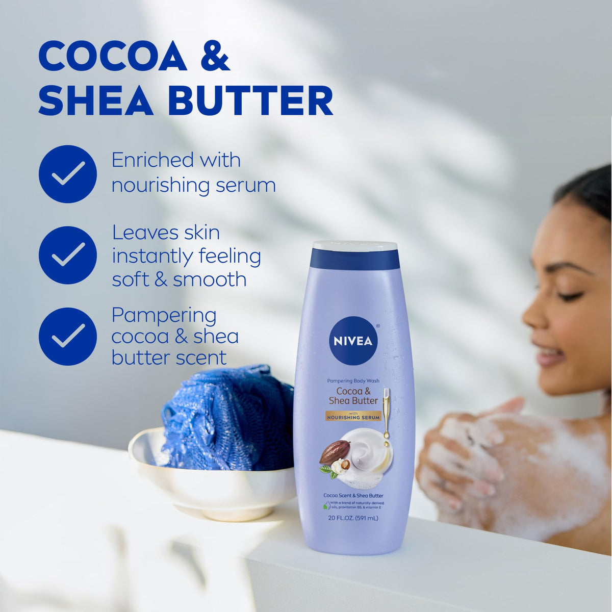 Close-up of creamy suds texture demonstrating gentle, moisturizing lather