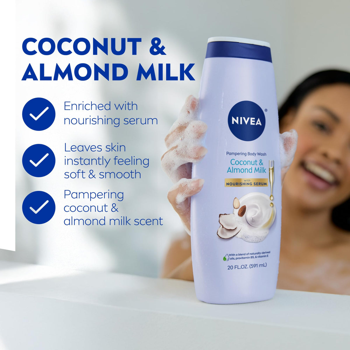 NIVEA creamy foam texture on hand demonstrating gentle cleansing and hydration