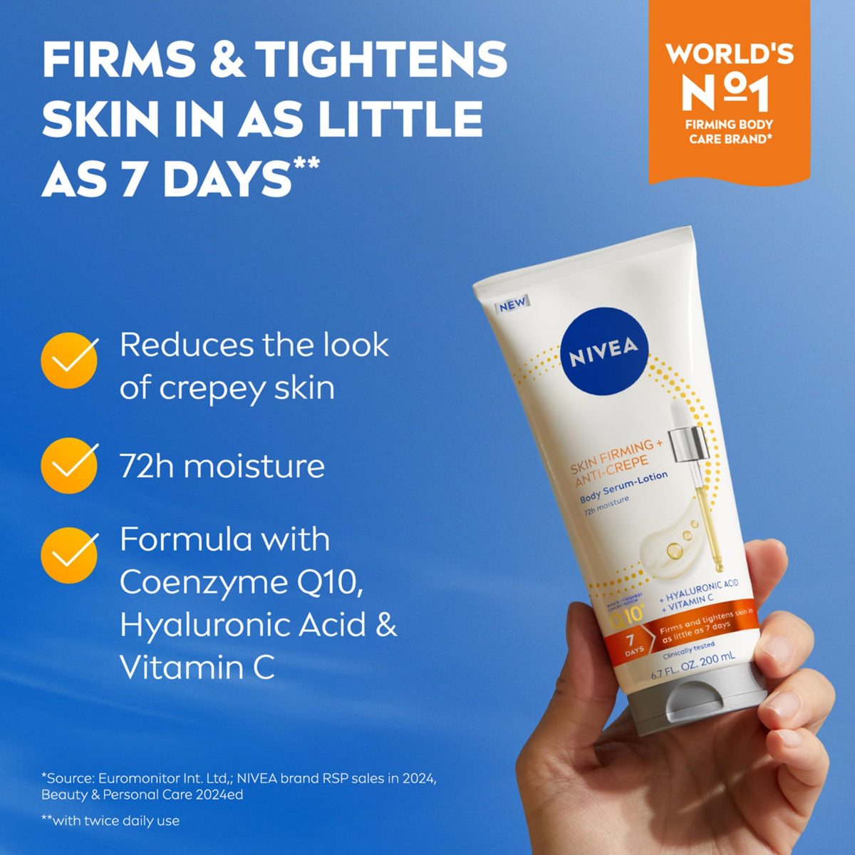 NIVEA serum-lotion texture close-up illustrating fast-absorbing, non-greasy finish