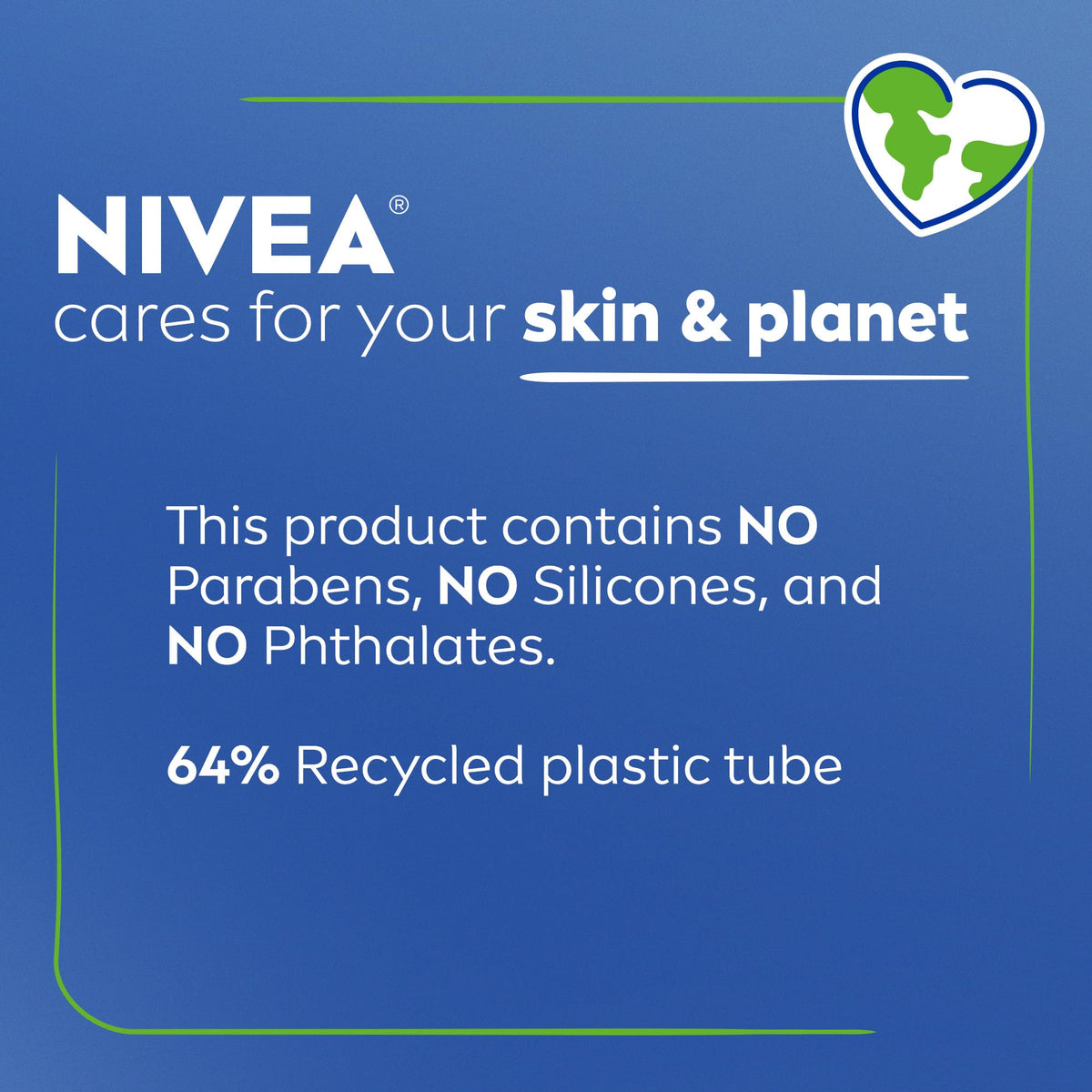 NIVEA tube highlighting recycled plastic badge and eco-conscious packaging benefit