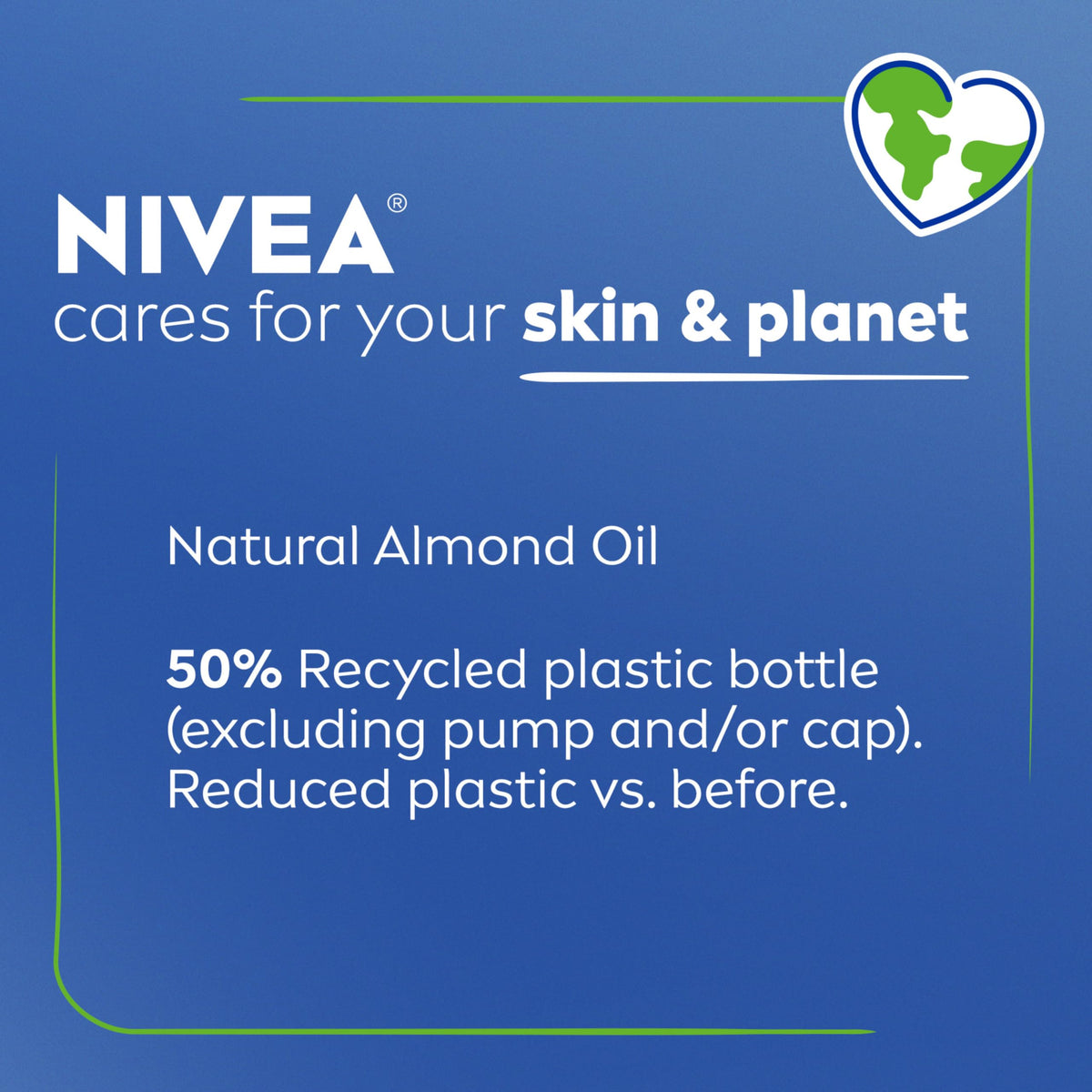 NIVEA bottle next to hand for scale showing generous 16.9 fl oz supply