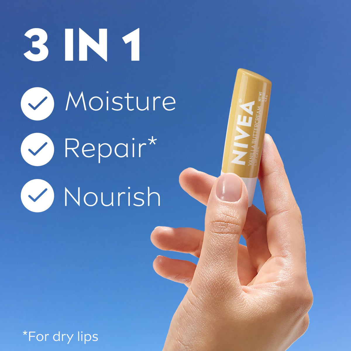 NIVEA close-up of balm texture highlighting smooth shea-enriched finish