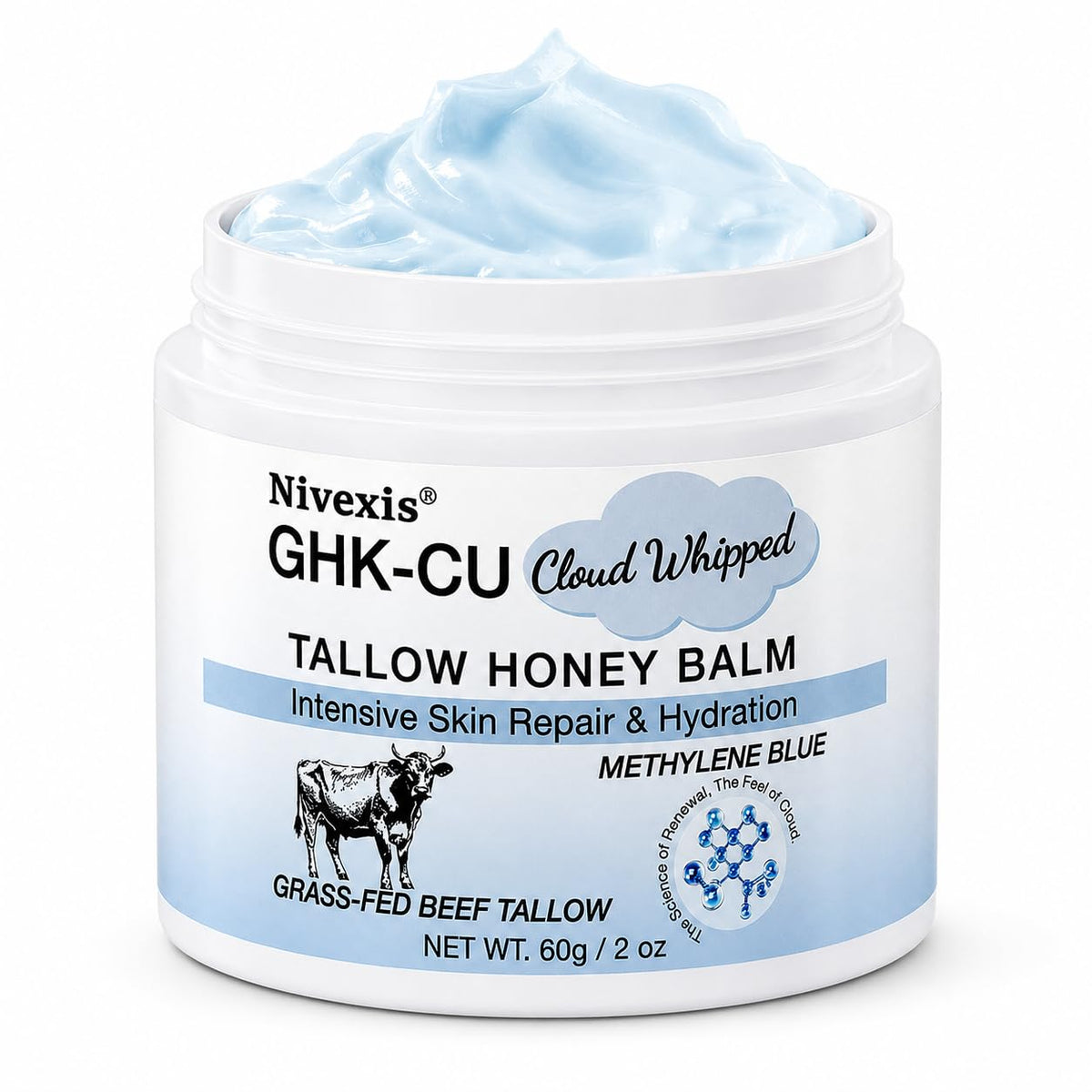 Nivexis front packaging showing the blue balm and benefits