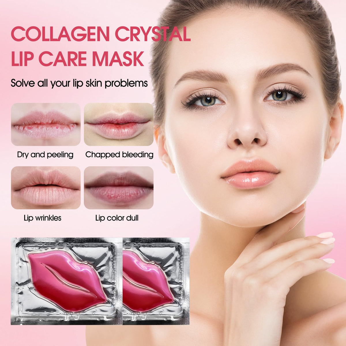 NIYET single sachet opened with pink hydrogel lip mask ready to apply for immediate hydration