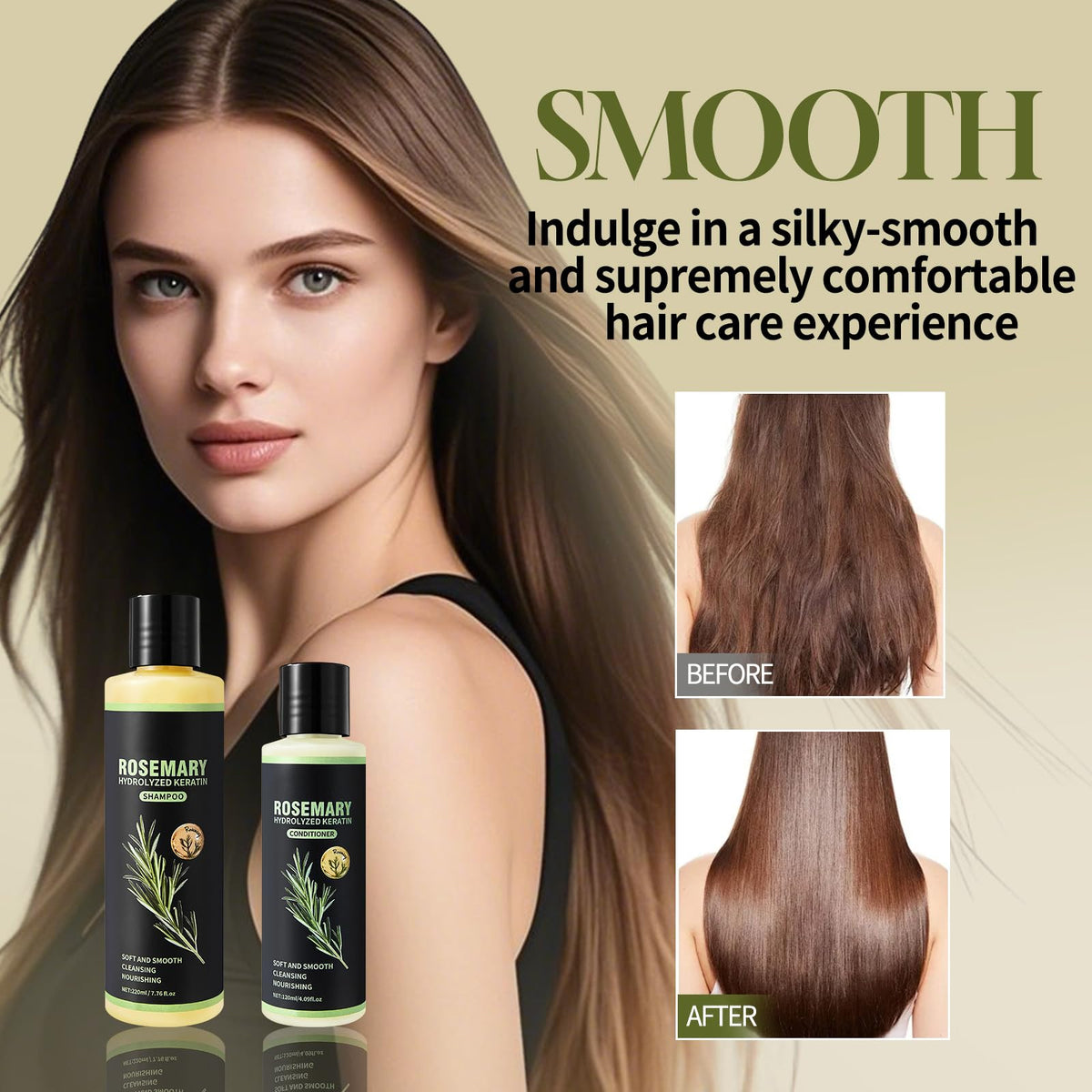 NIZENTA ingredient label close-up highlighting hydrolysed keratin benefit