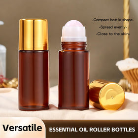 NIZENTA rose quartz roller close-up showing smooth stone applicator for gentle glide