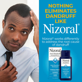 Close-up of Nizoral label highlighting ketoconazole 1% ingredient benefit