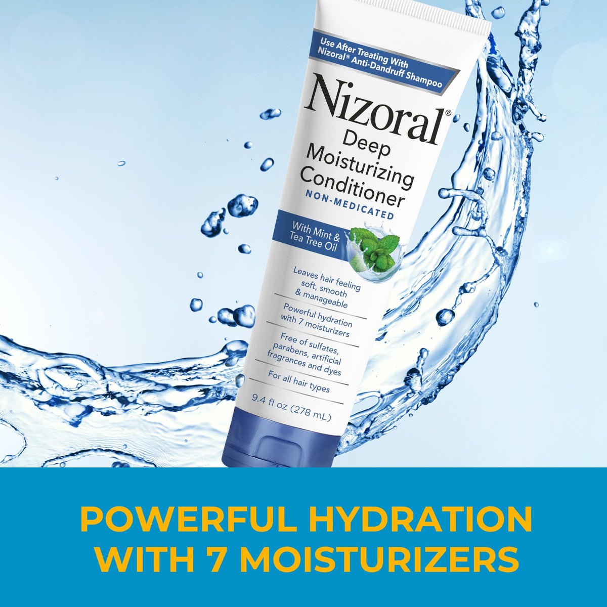 Nizoral conditioner being dispensed into hands for easy application