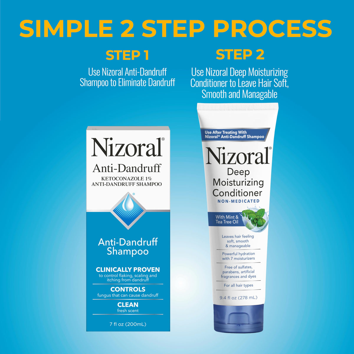 Nizoral shampoo closeup label highlighting ketoconazole 1% active ingredient
