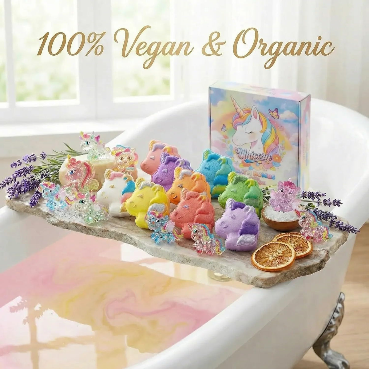 NJSTARC child enjoying colorful unicorn bath, playful calming experience