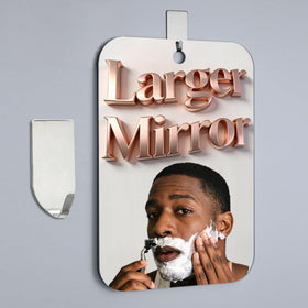 NKJVE front view of 11x8 fogless mirror showing clear reflection benefit