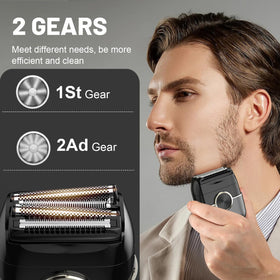 NKTMXY shaver held in palm demonstrating travel‑ready size and portability