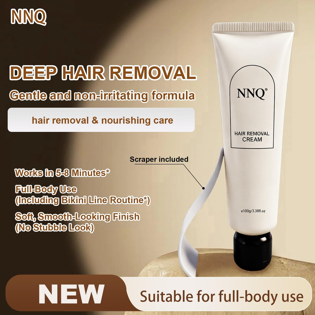 NNQ tube on bathroom counter with towel, showing easy at-home use