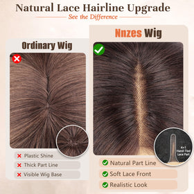 Nnzes close-up of hand-sewn 4x1 lace hairline for realistic scalp appearance