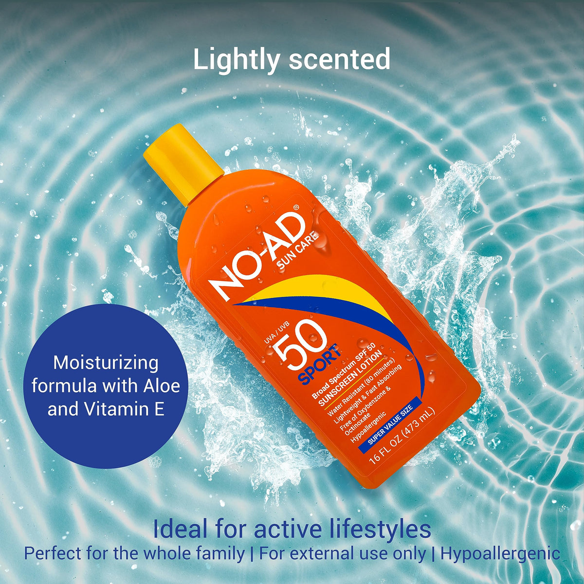 NO-AD close-up label highlighting zinc-free formula and ingredient benefits