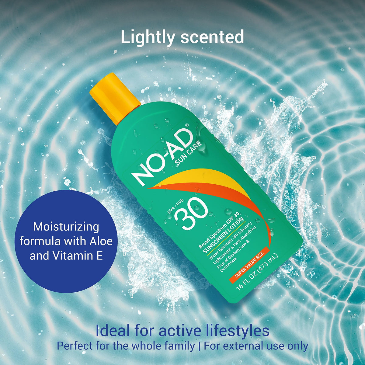 Family applying NO-AD SPF 30 at the beach demonstrating water-resistant protection in use