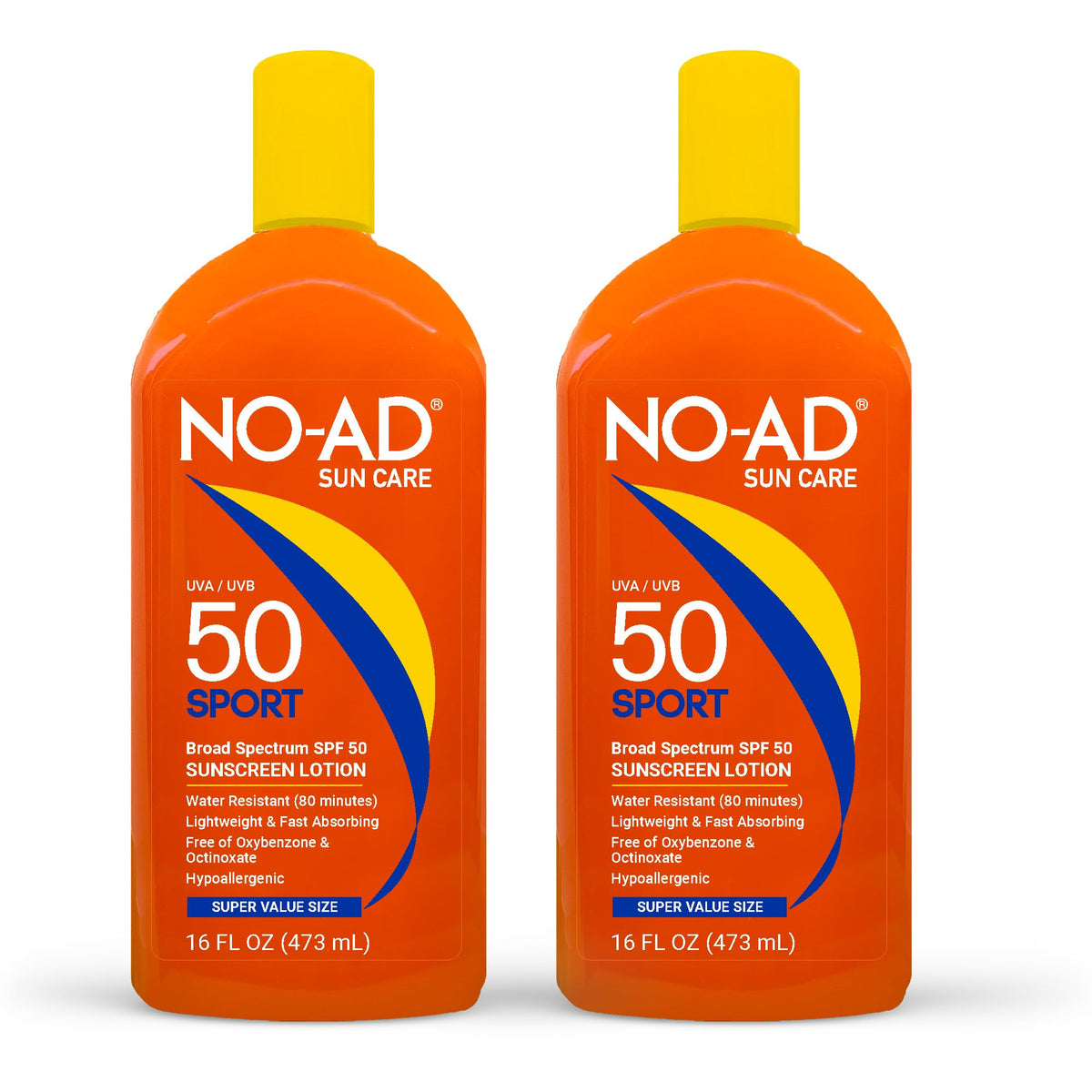 NO-AD front bottle 16oz showing label and SPF50 protection benefits