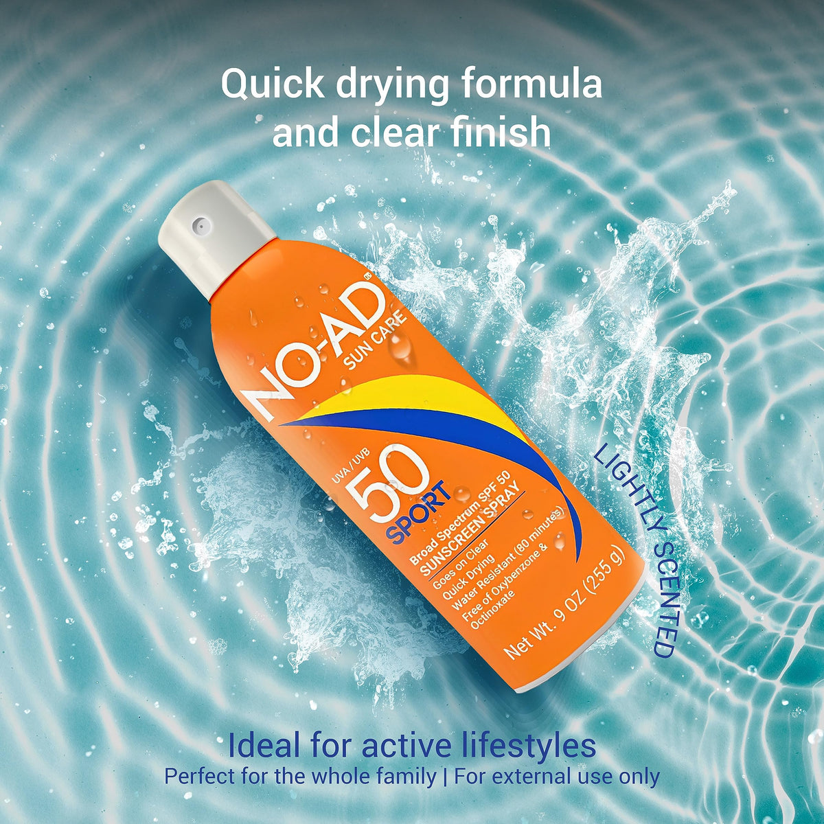 NO-AD lotion texture close-up showing lightweight absorbent benefit