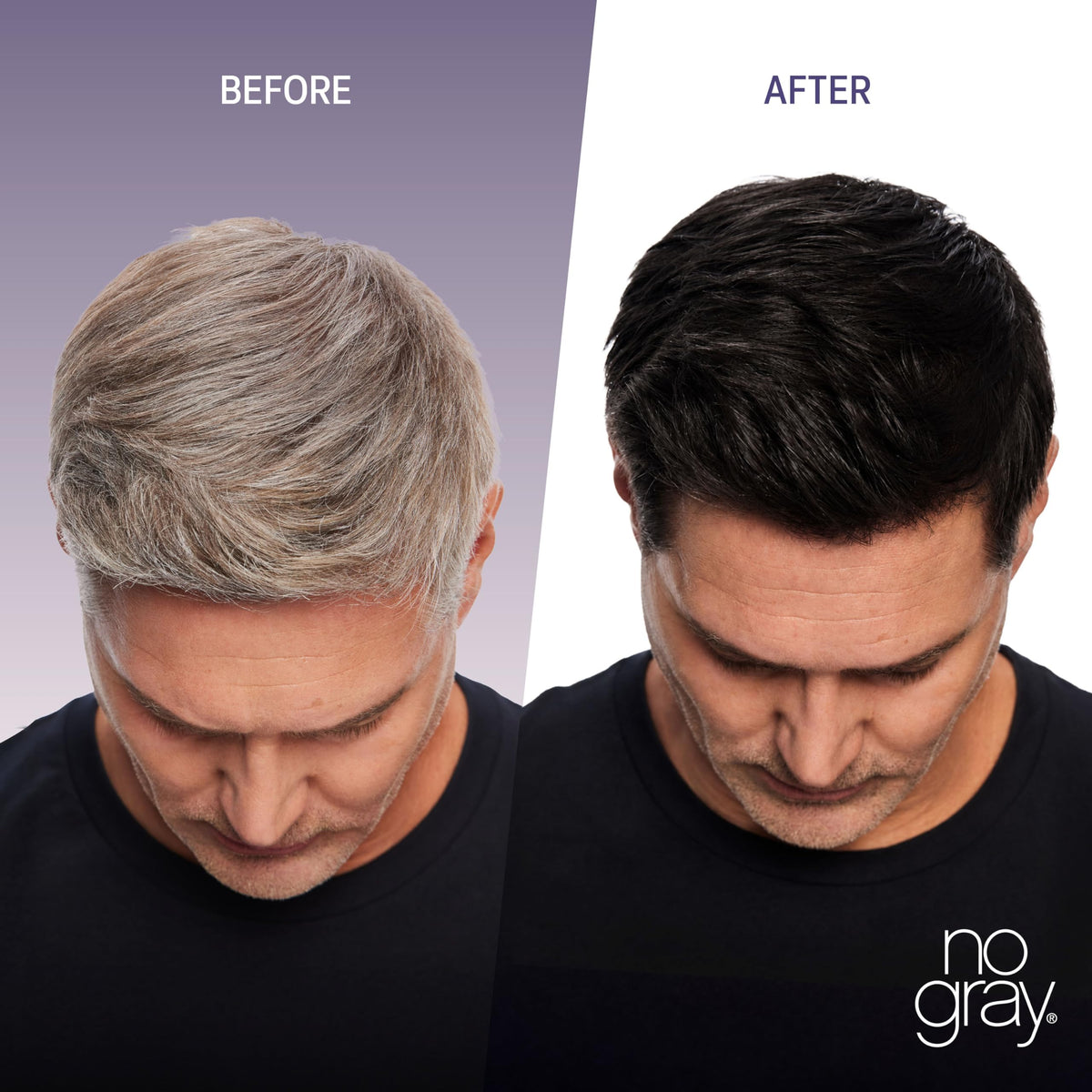 No Gray applied to roots before rinse, targeting gray strands for full coverage
