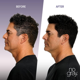 No Gray before and after roots demonstrating effective gray coverage
