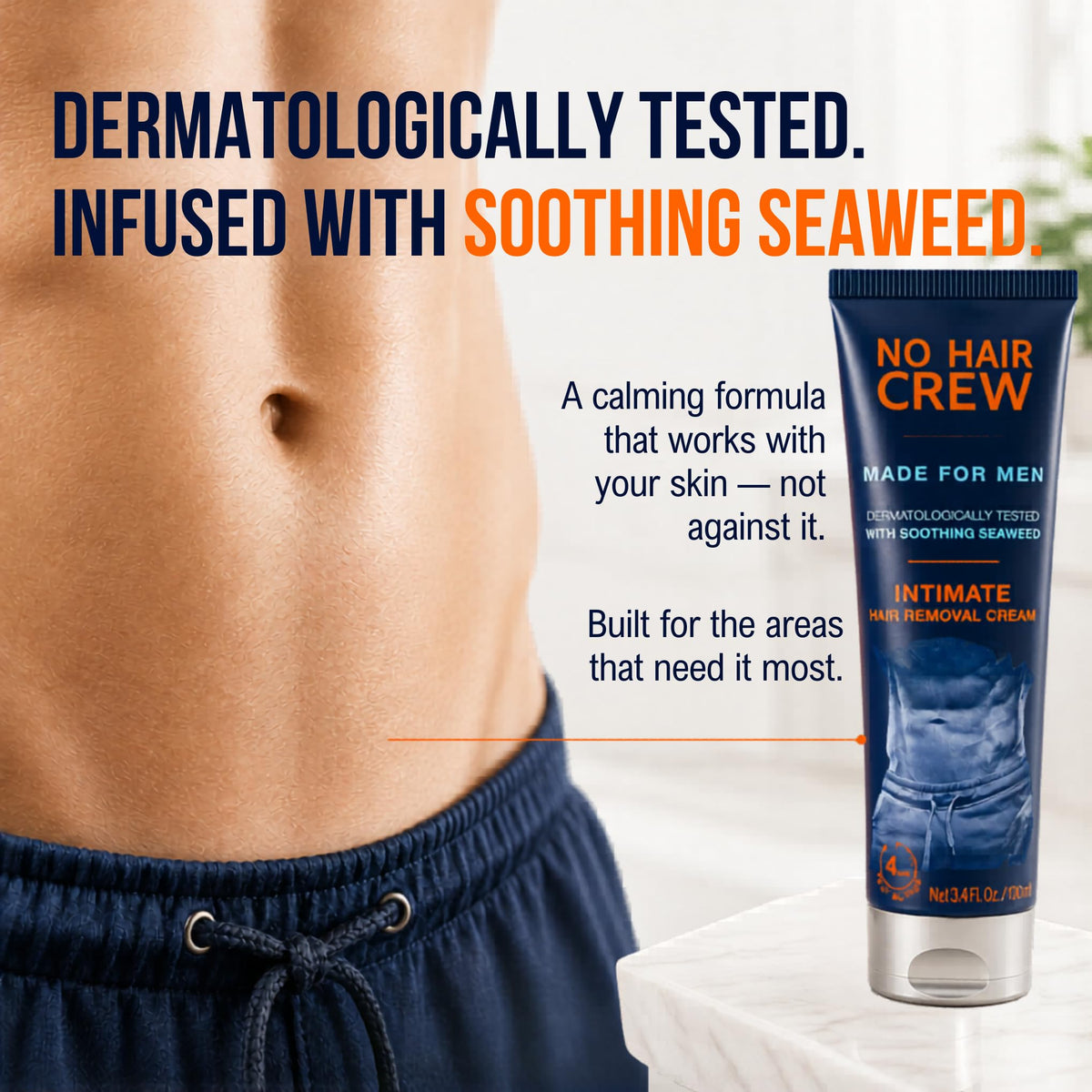 No Hair Crew after removal skin showing smooth, hydrated result
