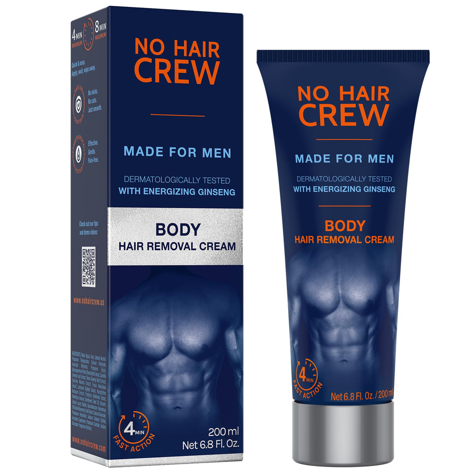 NO HAIR CREW front packaging showing 200ml tube and clear benefit
