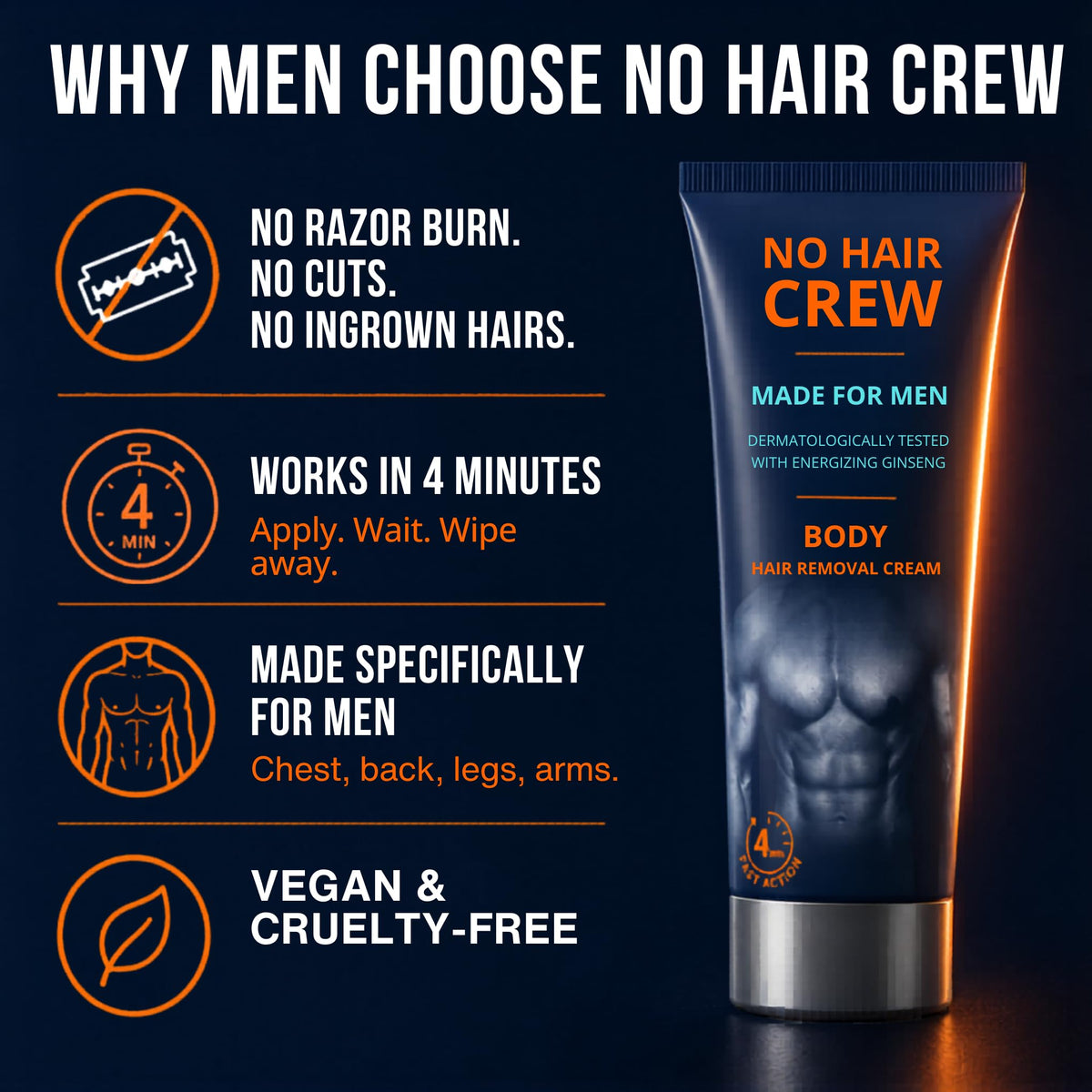 NO HAIR CREW cream texture close-up showing smooth spreadability benefit
