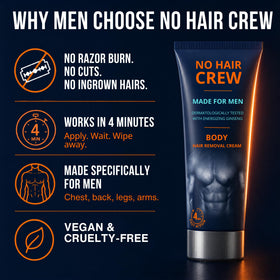 NO HAIR CREW cream texture close-up showing smooth spreadability benefit