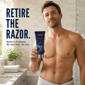 NO HAIR CREW spatula removing cream demonstrating painless removal benefit