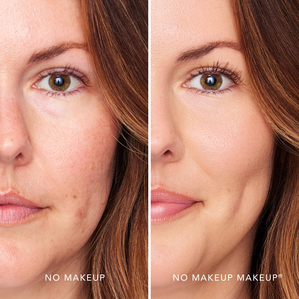 No Makeup Makeup brush head detail with synthetic bristles for precise blending, brand ensures seamless finish