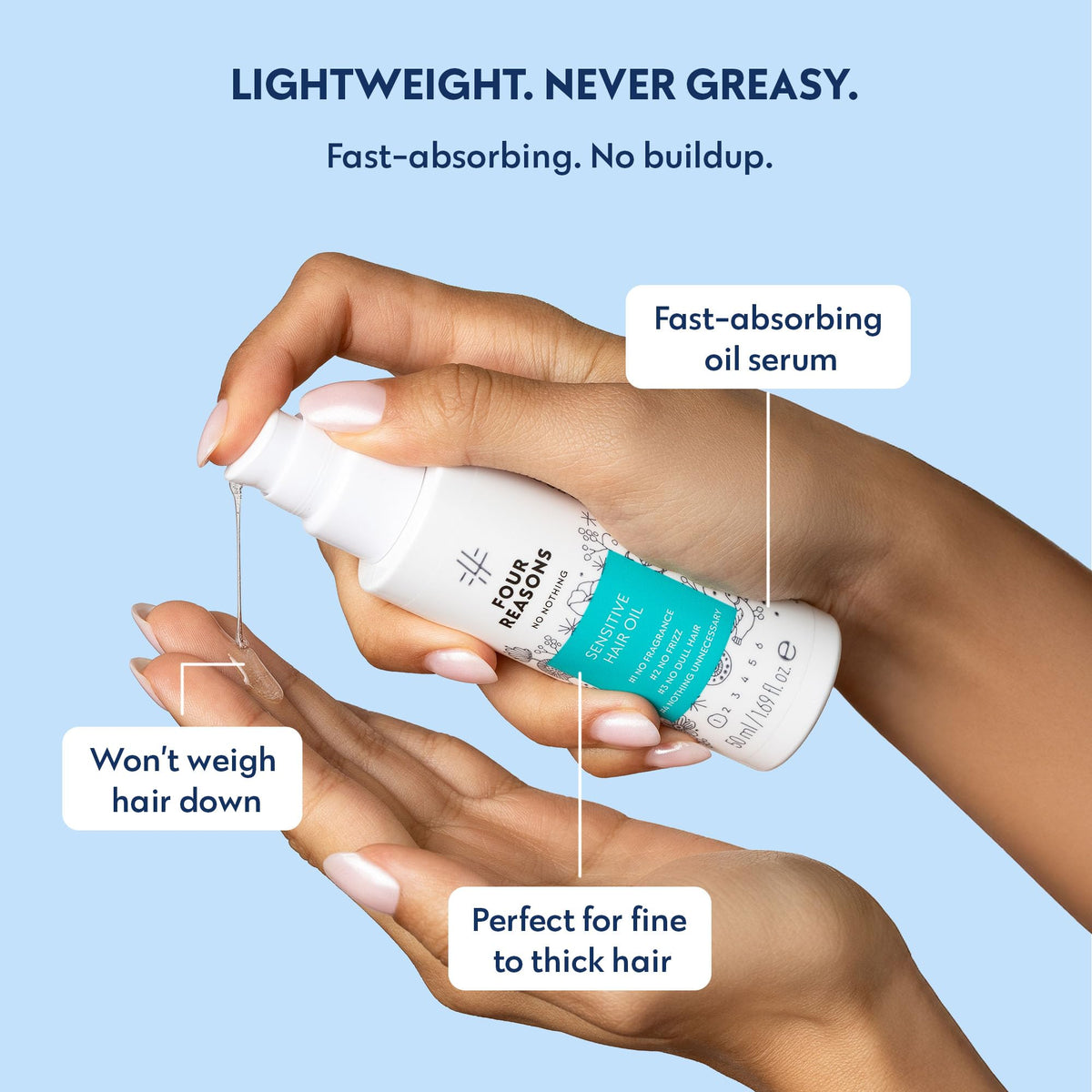 No nothing single drop on hair ends showing smoothing and shine benefits