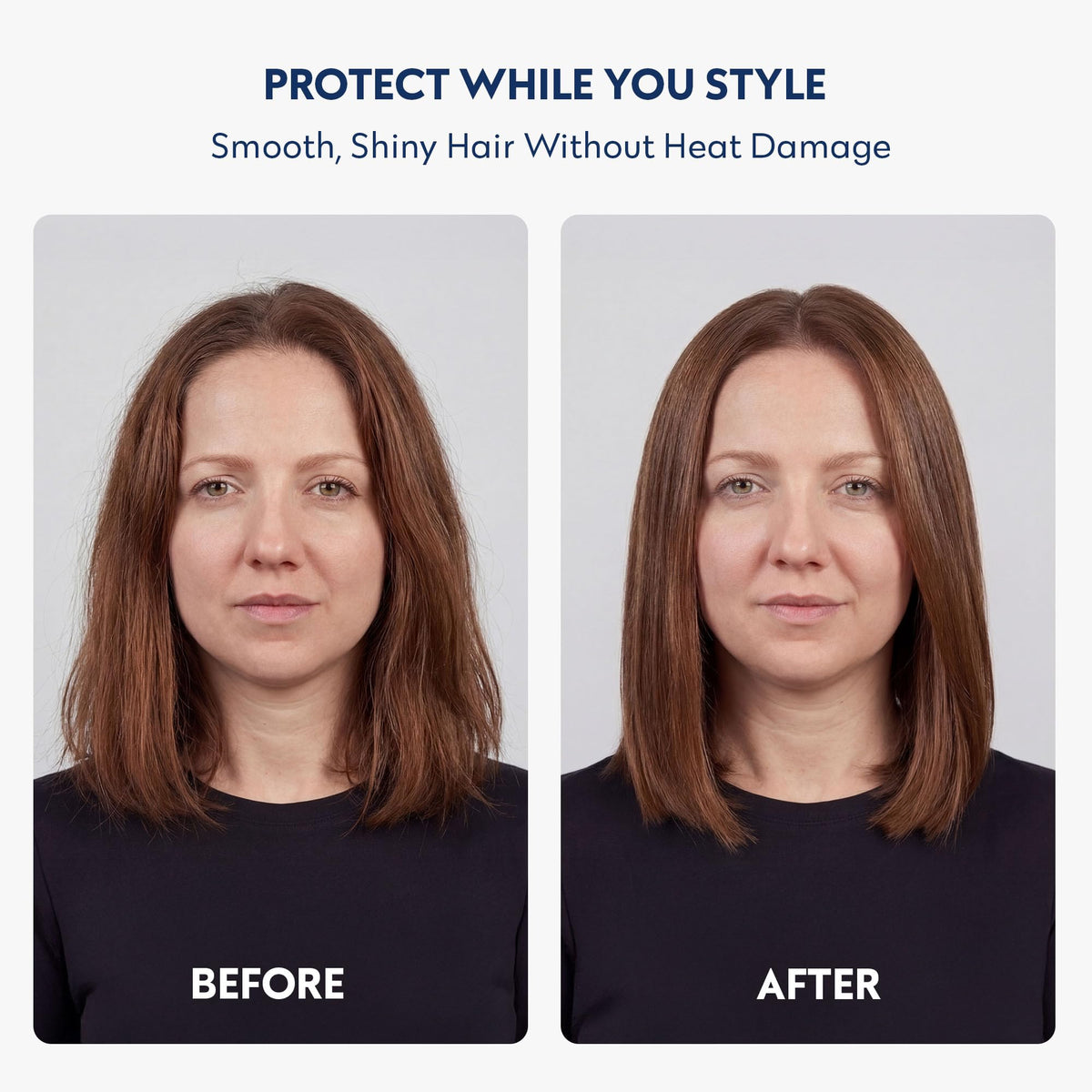 No Nothing before and after hair texture shot showing smoother, shinier hair