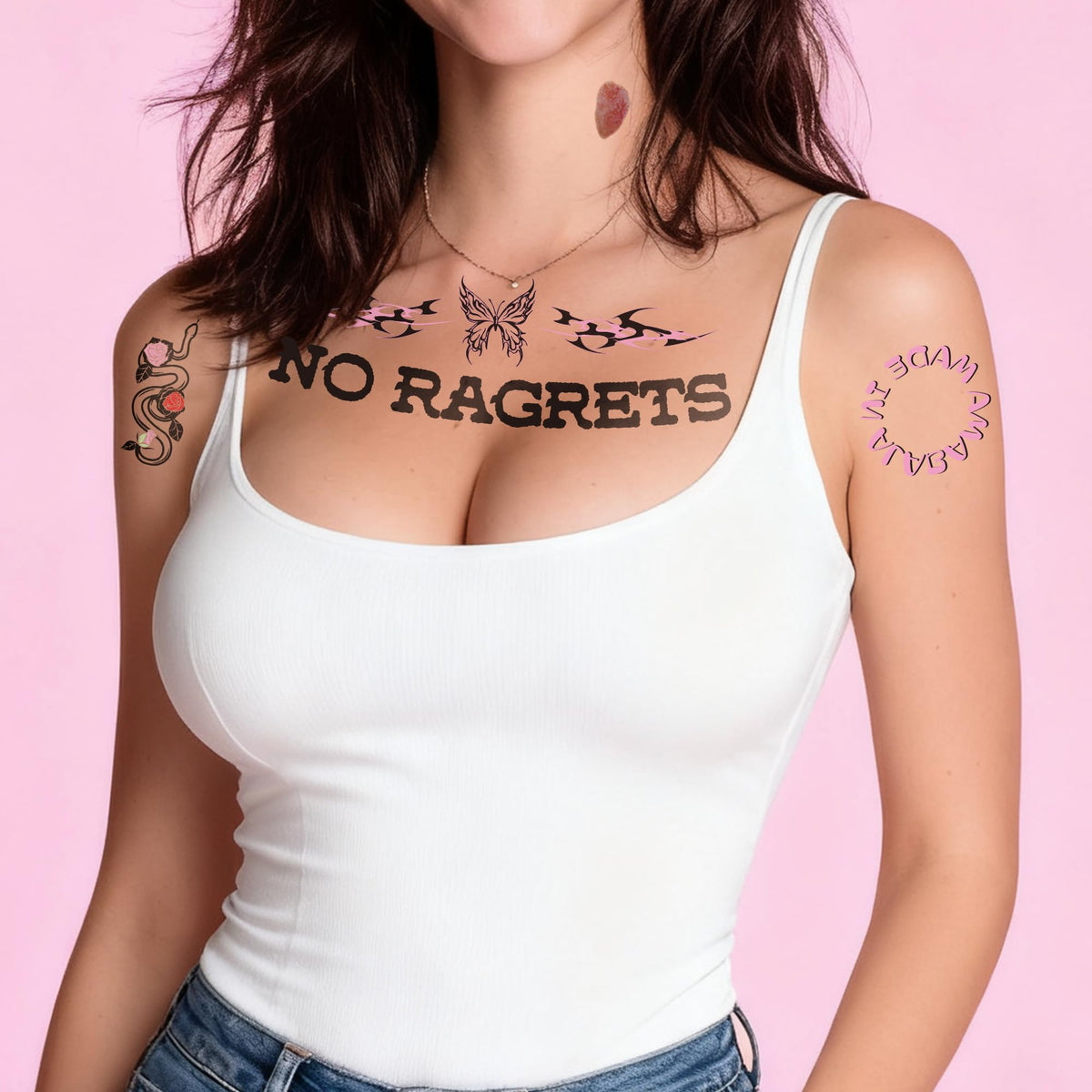 NO RAGRETS sheet held in hand for size comparison to show scale and coverage benefit