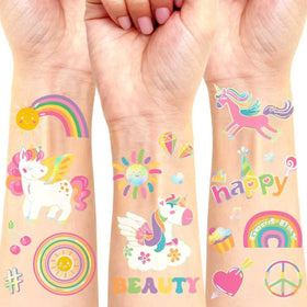 NO RAGRETS front view of sheet showing unicorn designs and party-ready appeal