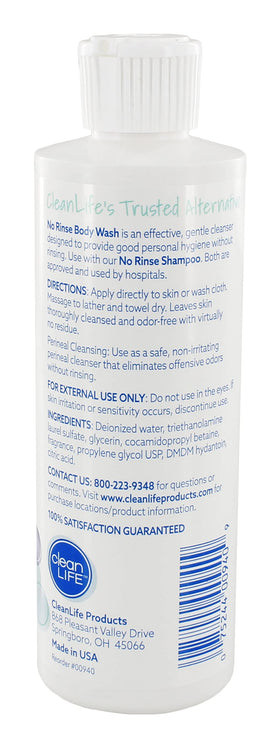 No-Rinse bottle cap open with product dispensing, illustrating easy single-handed use