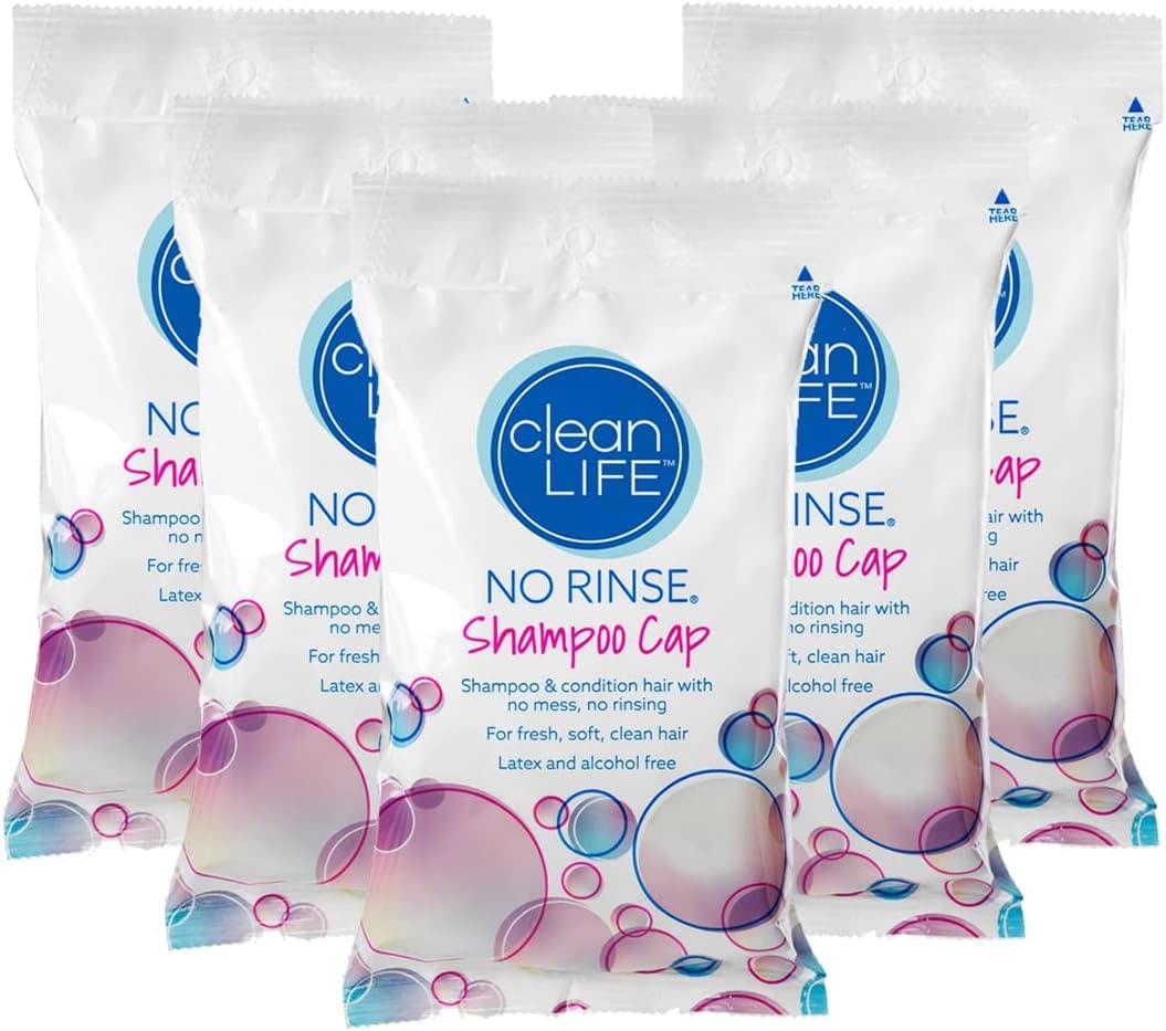 No-Rinse Cleanlife front packaging showing five disposable caps and benefits