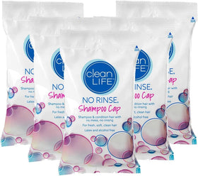 No-Rinse Cleanlife front packaging showing five disposable caps and benefits