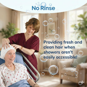 No-Rinse Cleanlife towel-drying hair after cap use, leaves hair soft and manageable