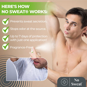 No Sweat being applied to underarm demonstrating simple, quick-dry application