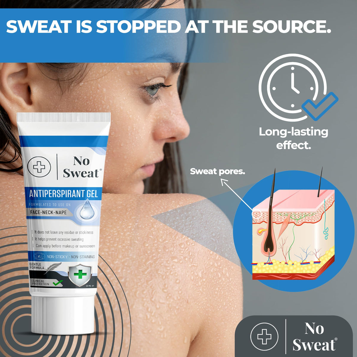 No Sweat in travel pouch and gym bag illustrating on-the-go convenience benefit