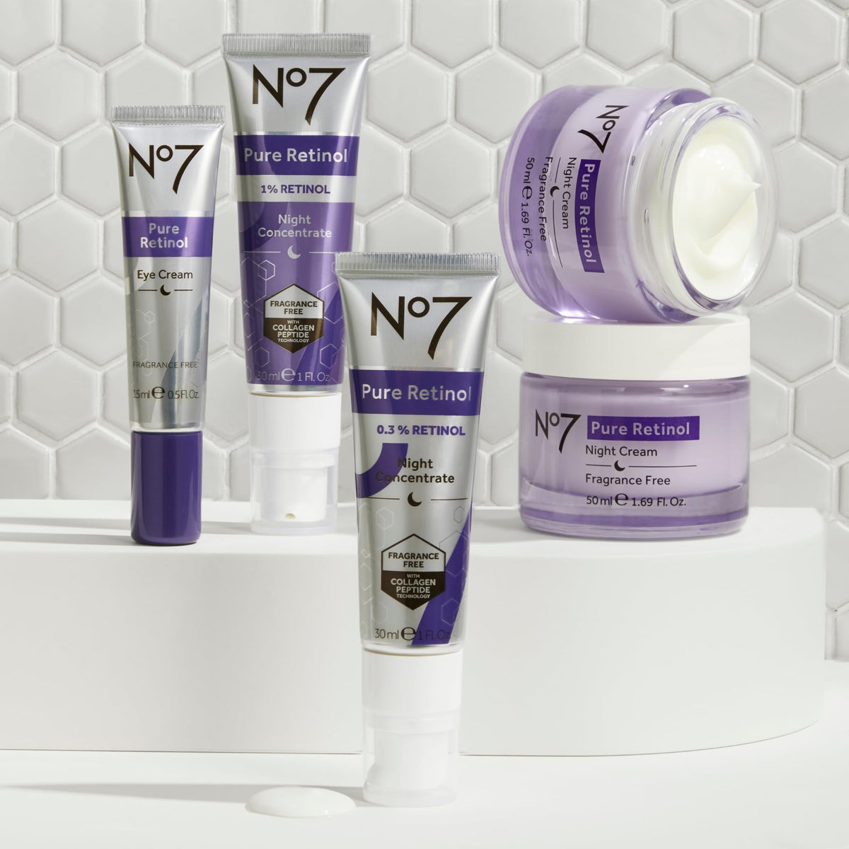 No7 side-by-side skin texture comparison showing smoother, more refined appearance