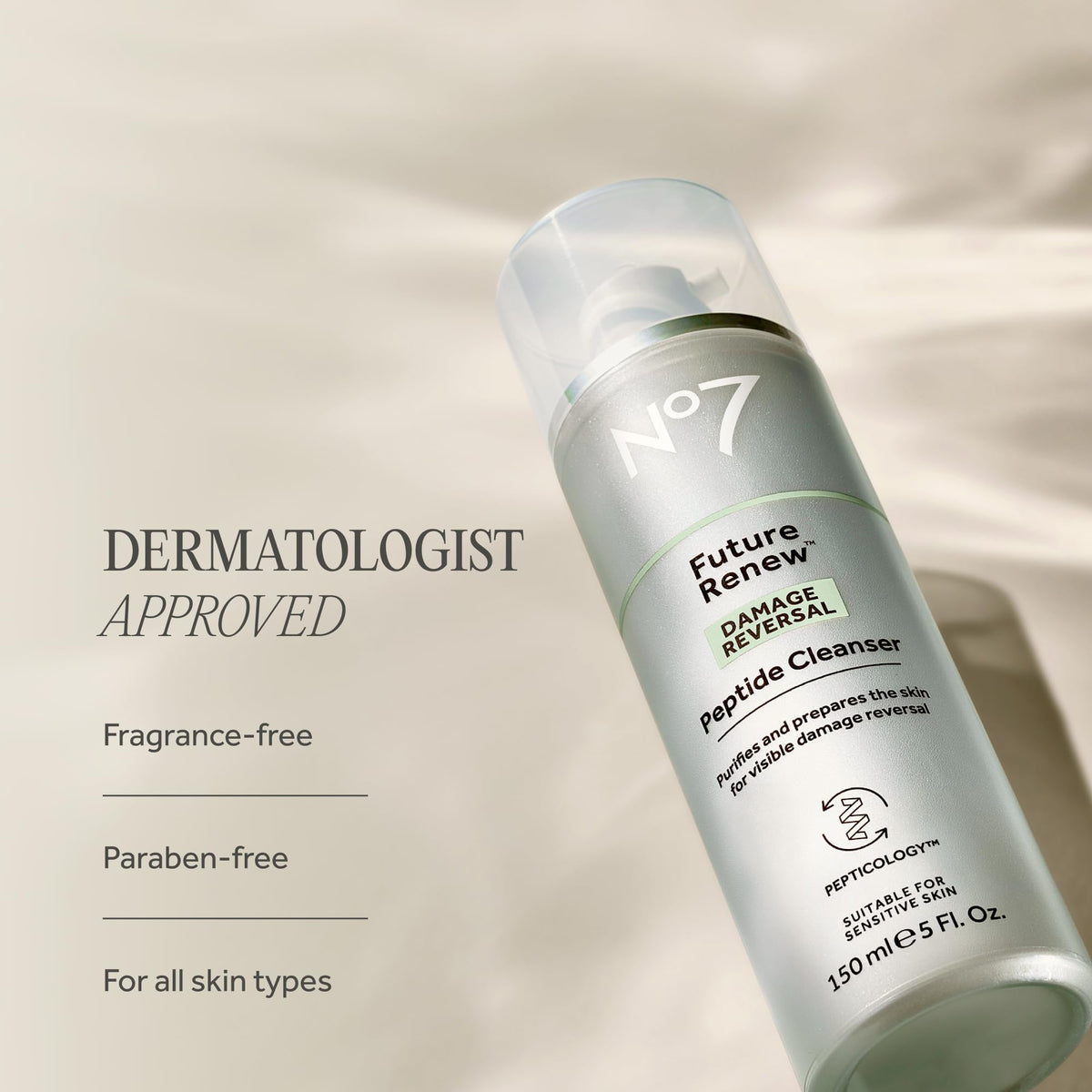 No7 bottle placed on bathroom vanity conveying daily routine benefit