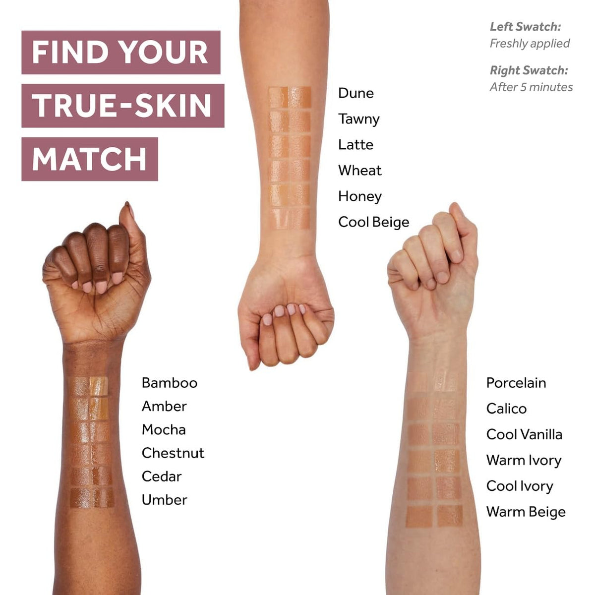 No7 swatch of Cool Vanilla on forearm showing coverage and natural finish benefit