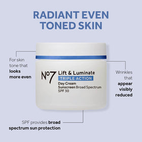 No7 anti-aging day cream SPF 30 texture swipe showing lightweight hydration