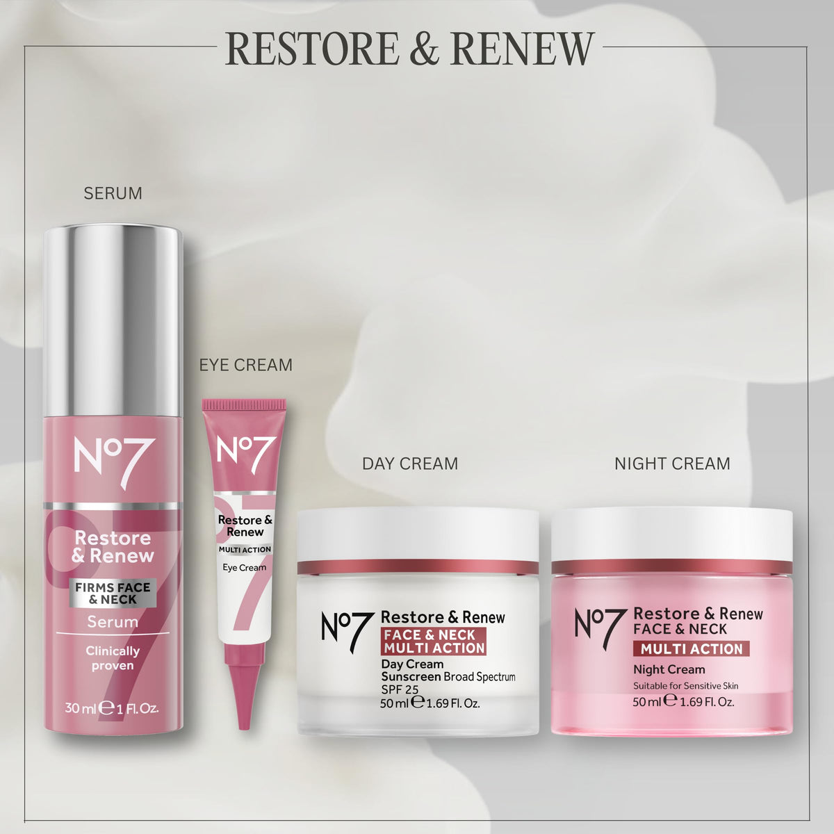 No7 eye cream on bathroom counter styled to show daily routine compatibility