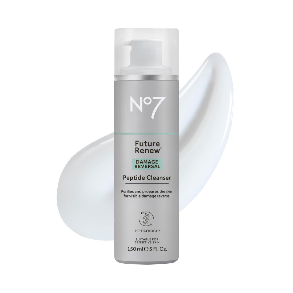 No7 front packaging showing cleanser bottle and clear benefits