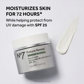 No7 day cream with SPF open jar showing creamy texture and protection