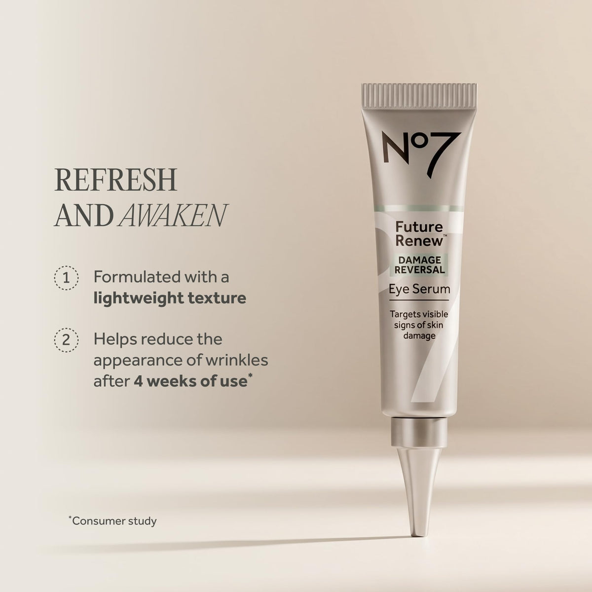 No7 demonstrated application around eye contour showing gentle, precise use