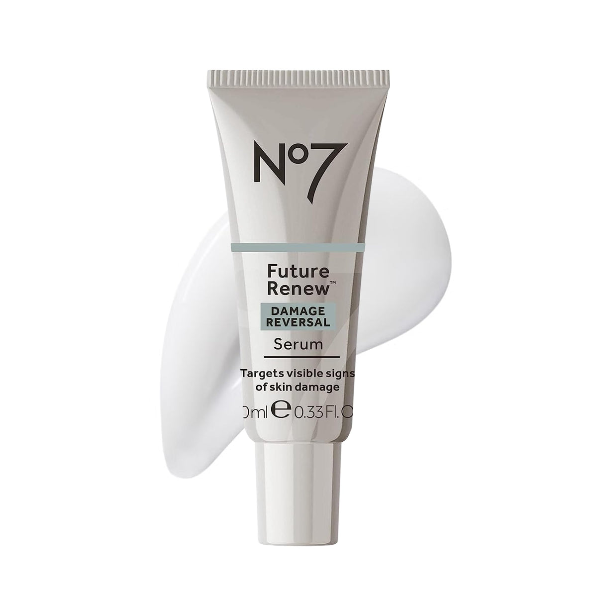 No7 front packaging shot showing compact bottle and branding benefits